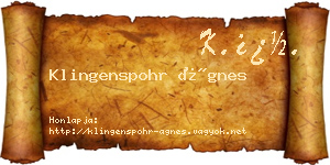 Klingenspohr Ágnes névjegykártya